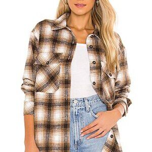 LAMARQUE x REVOLVE Storm Plaid Shirt Jacket in Neutral (Sz S)
